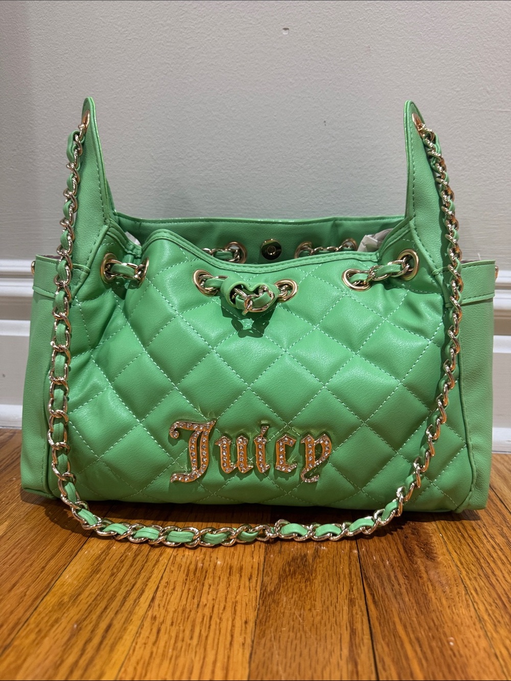 Juicy Couture Green Quilted Chain-Handle Shoulder Bag